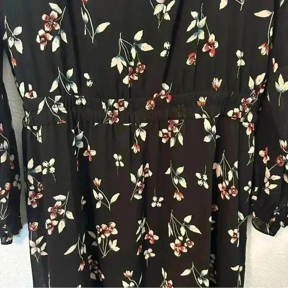 Madewell - Long Black, Floral Dress - Picture 6 of 8